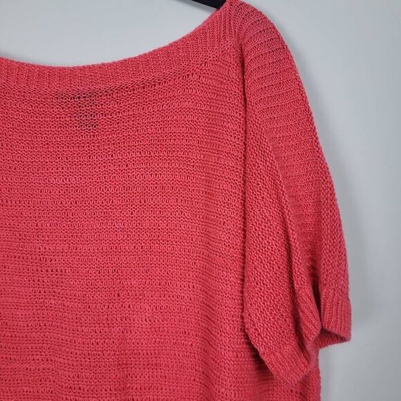 Lauren Ralph Lauren Womens 100% Linen Pullover Top Coral 1X Short Sleeve Boxy - Picture 3 of 6